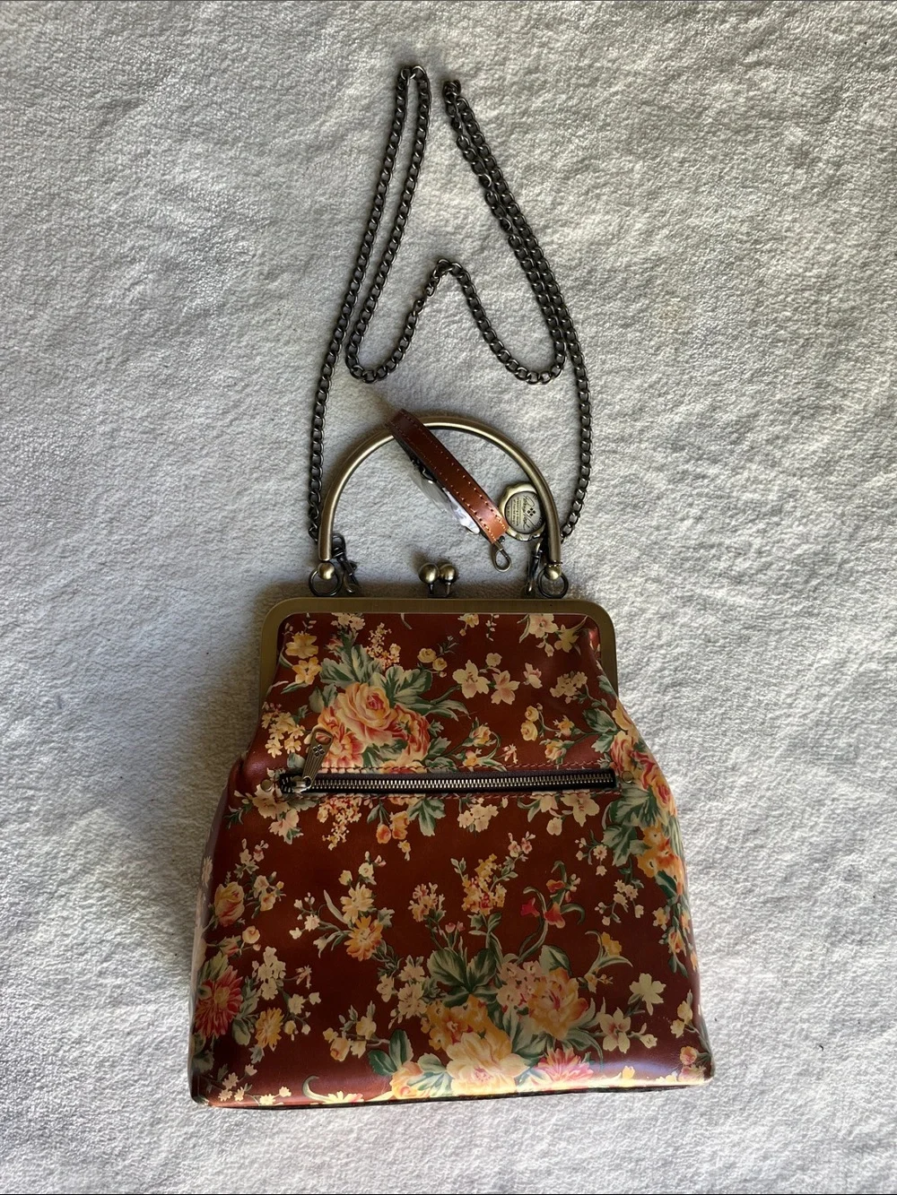 Patricia Nash Crossbody Bag Botanical Leather Kiss Lock Frame